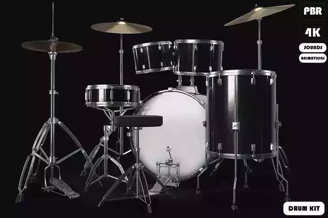 DRUM KIT Low-poly 3D model