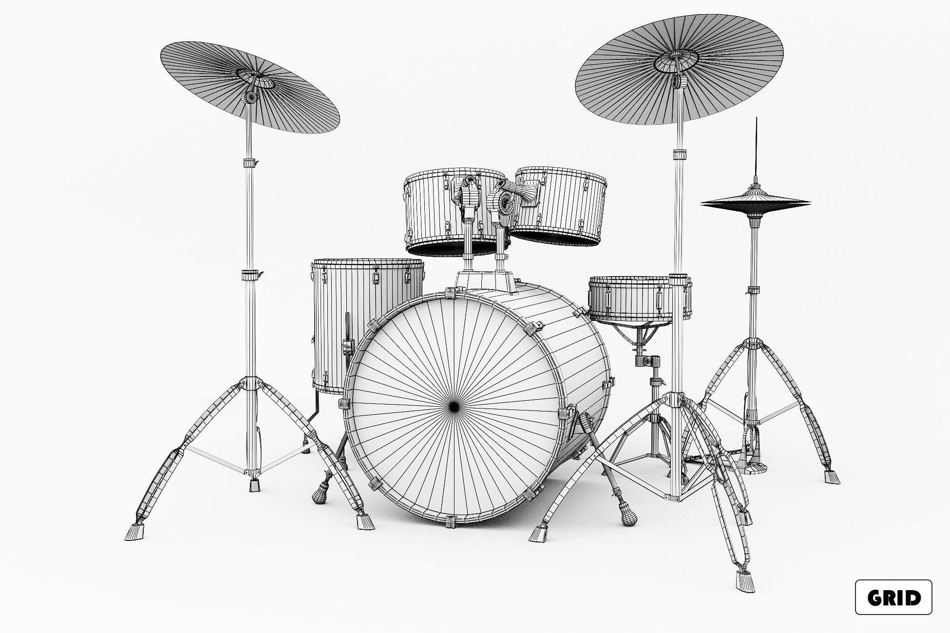 DRUM KIT Low-poly 3D model_14