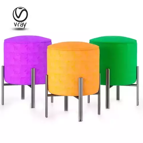 Pouffe stool with metal legs