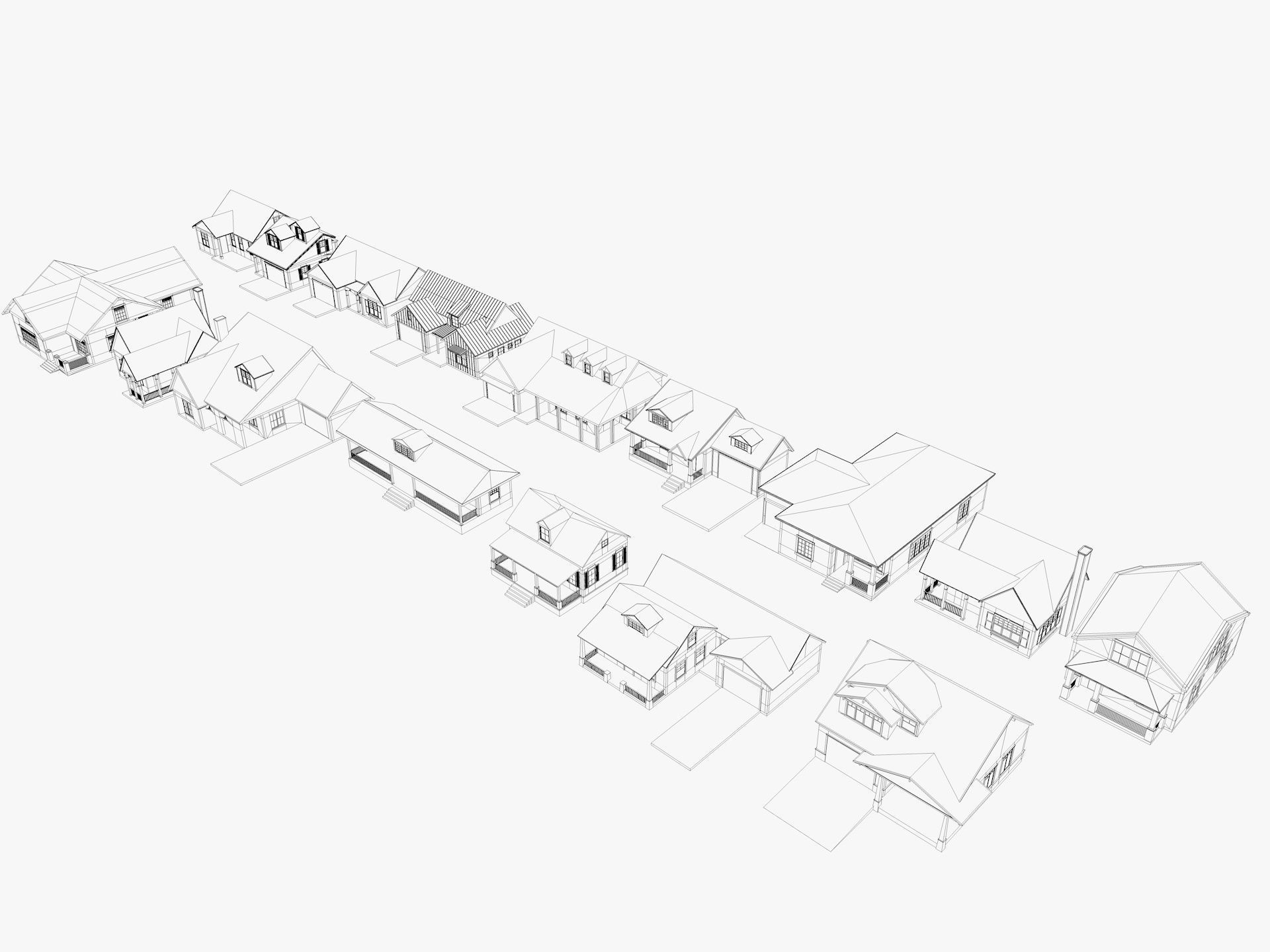 House Of  Set 16 Low Poly 3D Model Houses 3D model_2