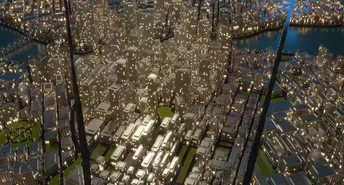 3D City A1 Night 3D model