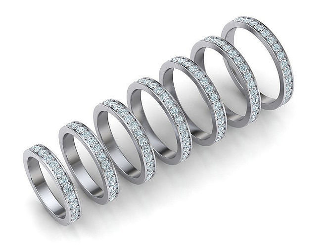 Eternity Diamond Wedding band with 2mm stones 3dmodel 3D print model