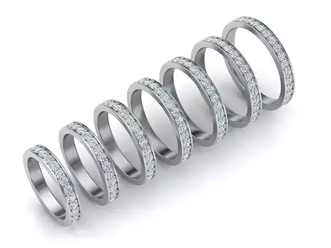 Eternity Diamond Wedding band with 2mm stones 3dmodel