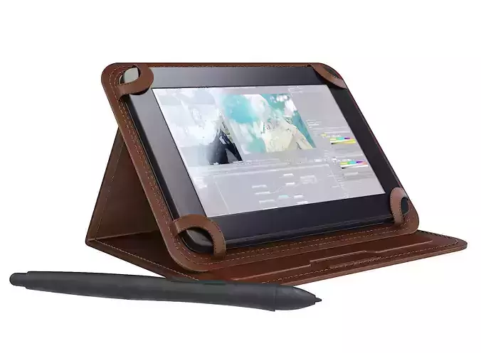 Tablet with stylus and pen 3D model