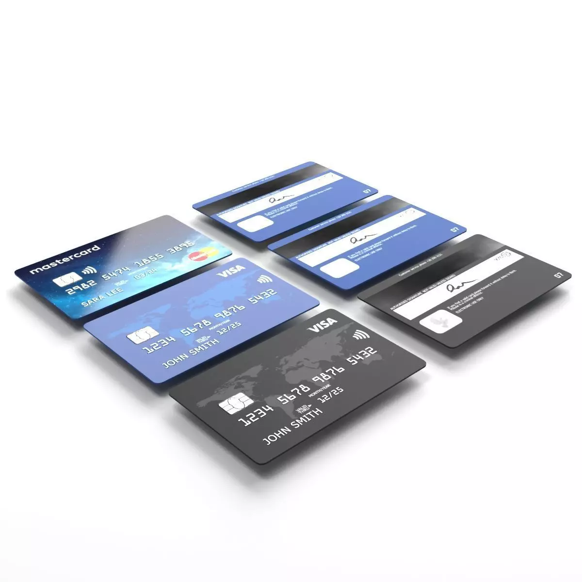 Credit cards 3d model Low-poly 3D model_0