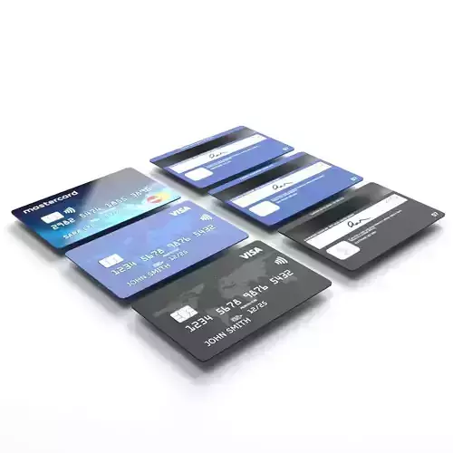 Credit cards 3d model Low-poly 3D model