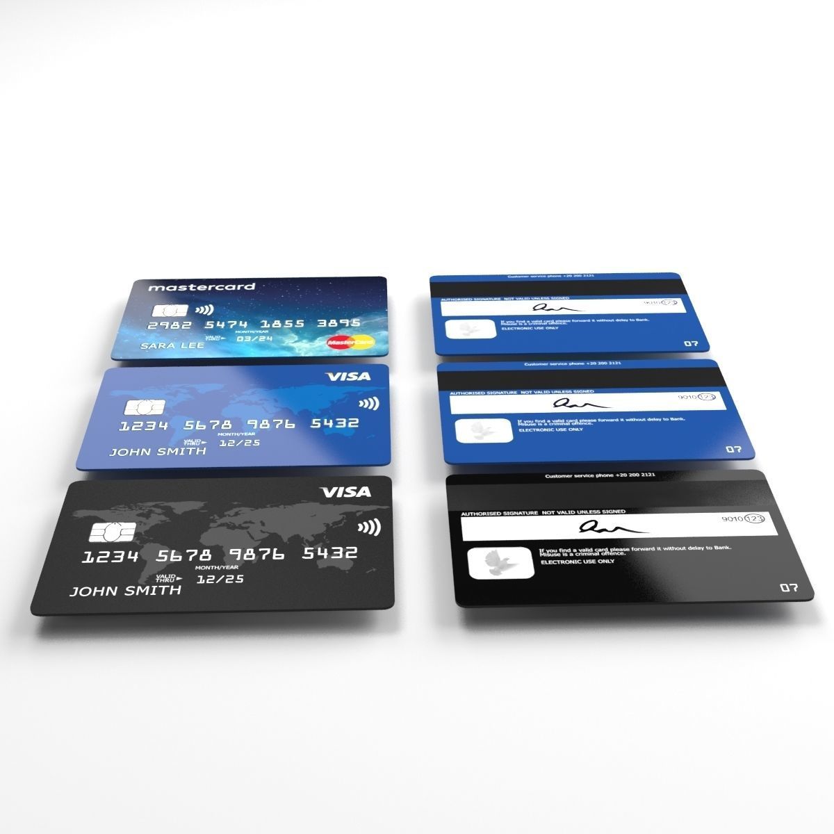 Credit cards 3d model Low-poly 3D model_1