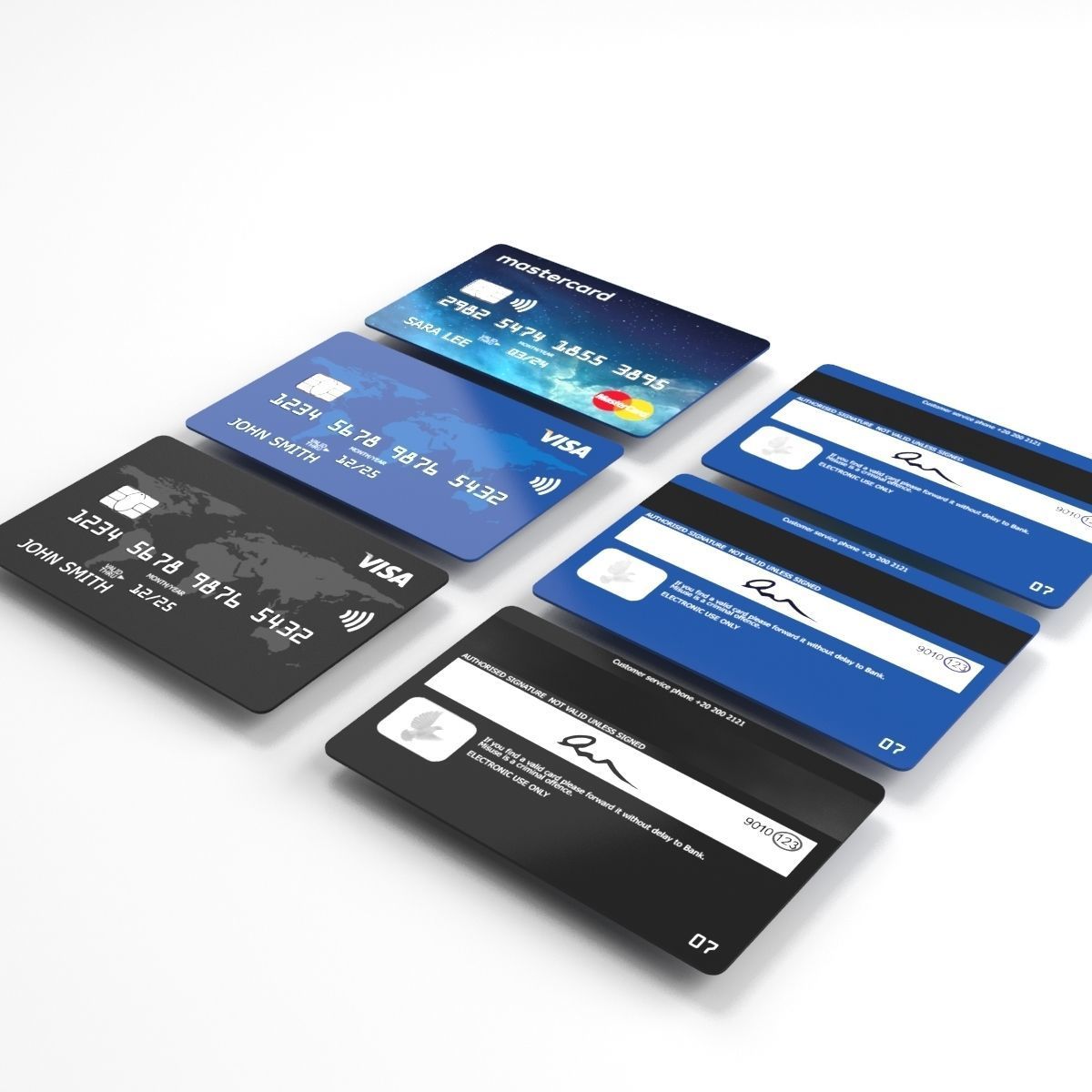 Credit cards 3d model Low-poly 3D model_2