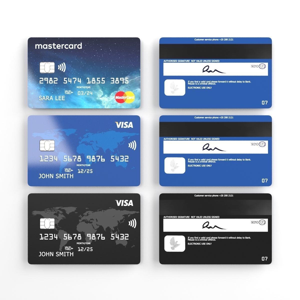 Credit cards 3d model Low-poly 3D model_4