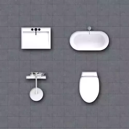 2D Toilet Floorplan Topview PSD 3D model render Free 3D model