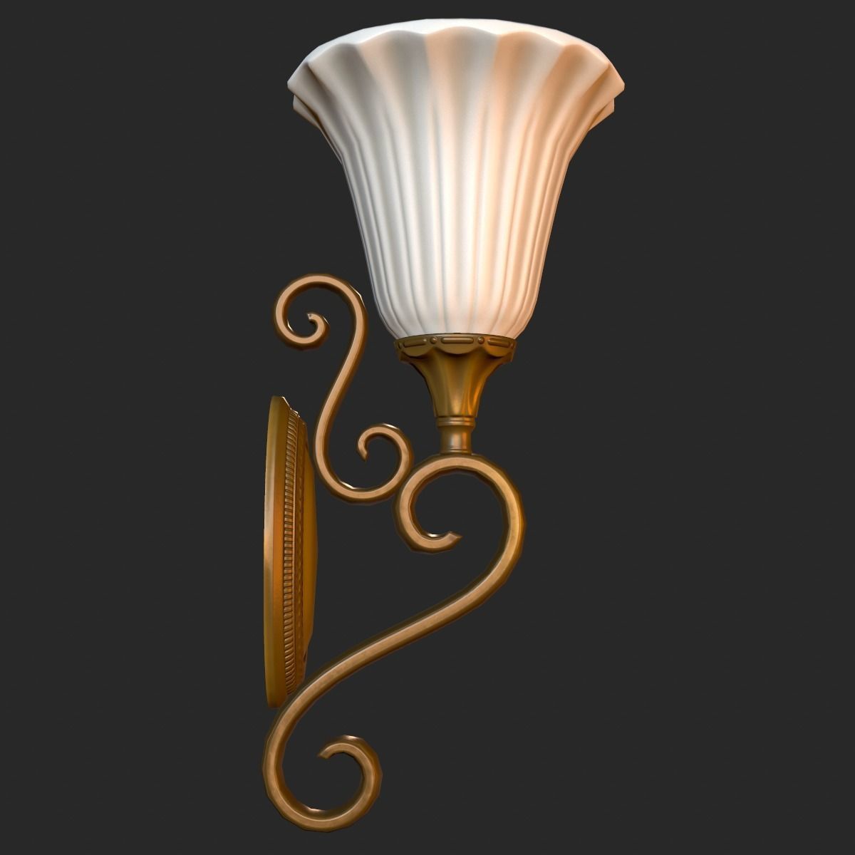 Vintage Wall Lamp PBR Game Ready Low-poly 3D model_8
