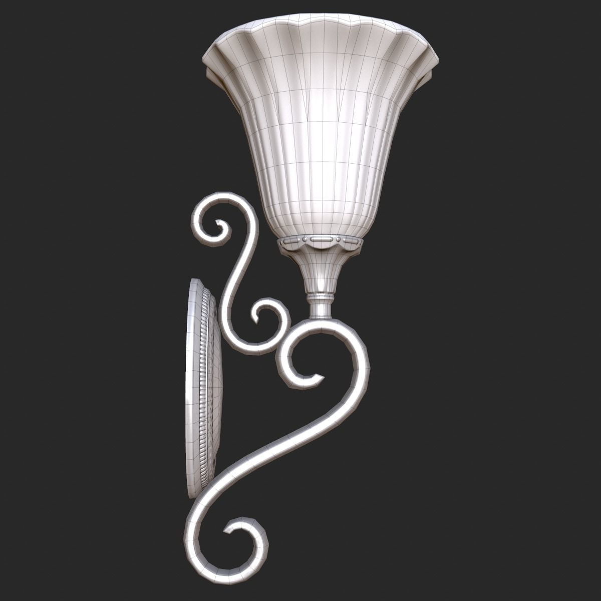 Vintage Wall Lamp PBR Game Ready Low-poly 3D model_9
