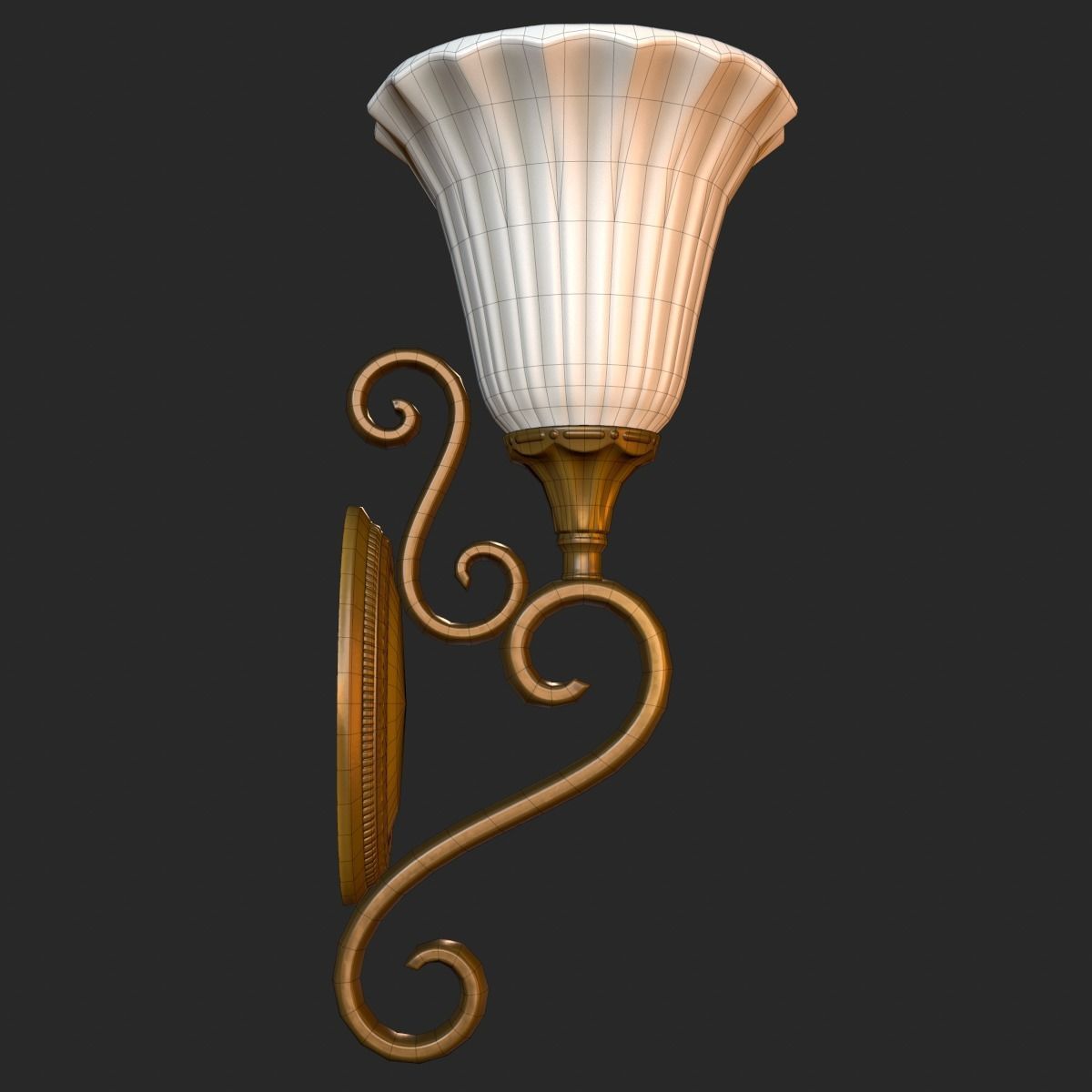 Vintage Wall Lamp PBR Game Ready Low-poly 3D model_10