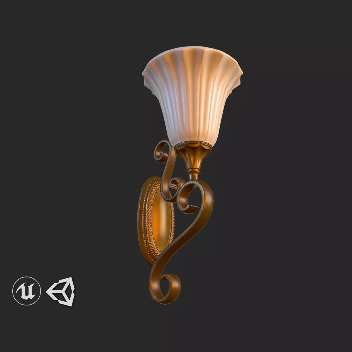 Vintage Wall Lamp PBR Game Ready Low-poly 3D model_0