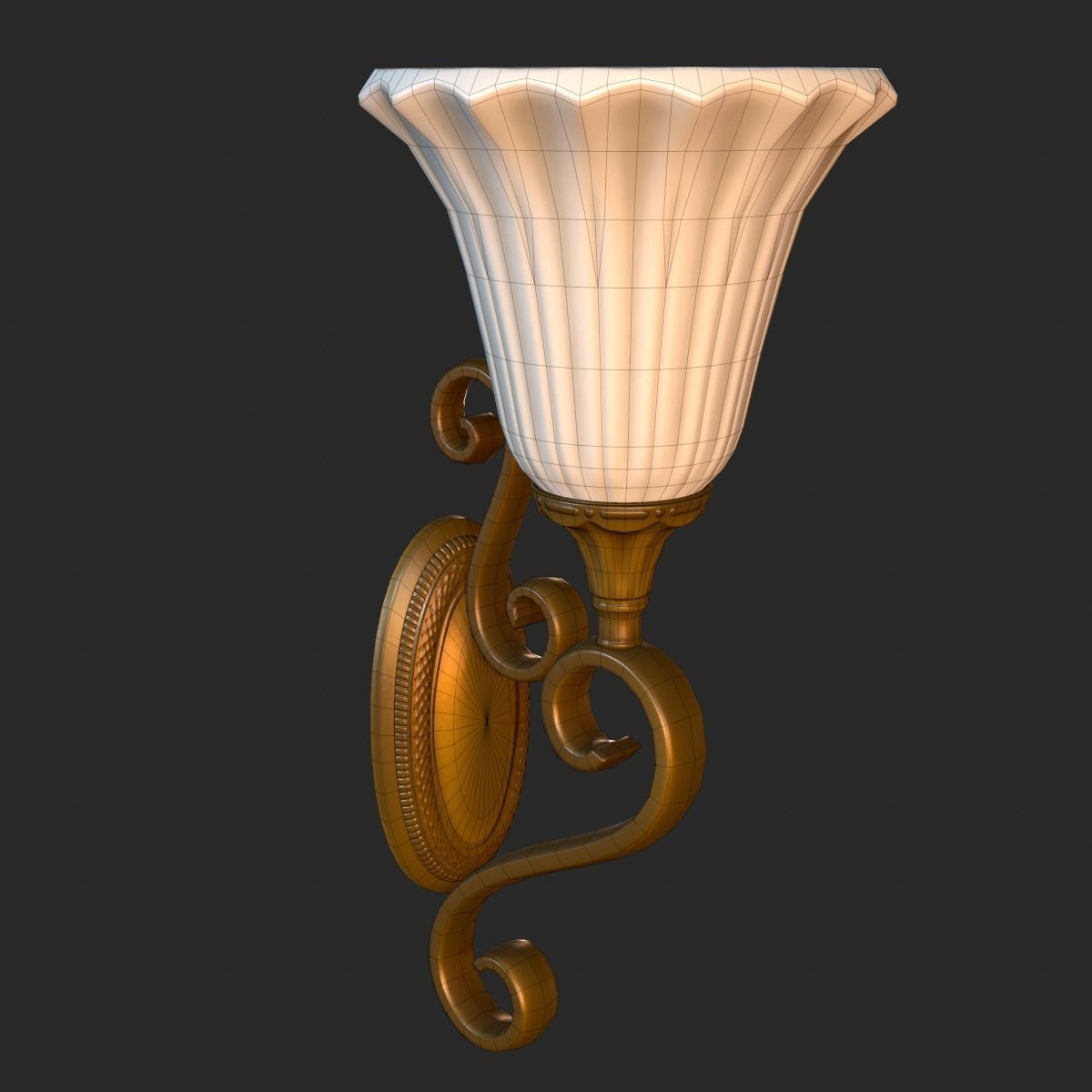 Vintage Wall Lamp PBR Game Ready Low-poly 3D model_16