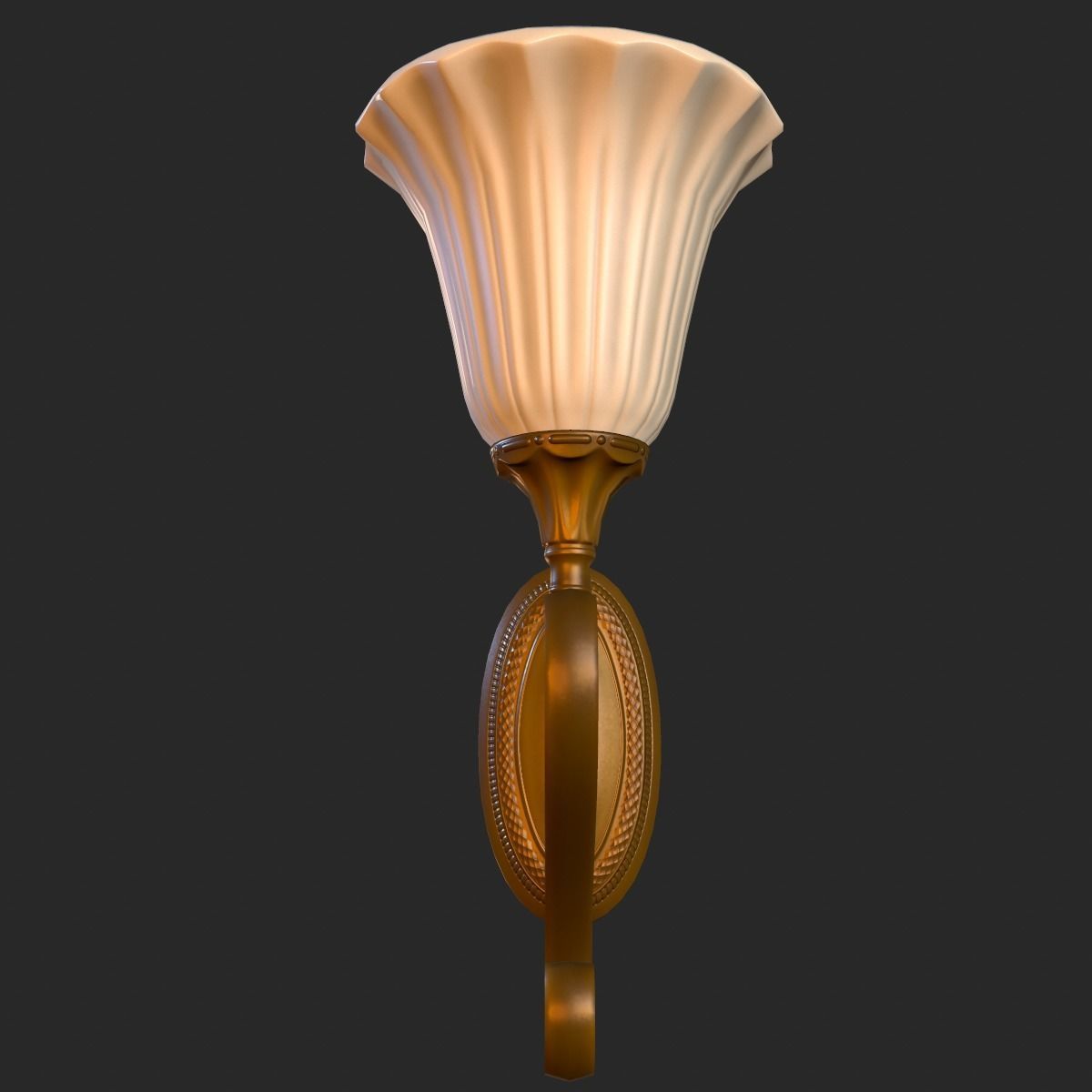 Vintage Wall Lamp PBR Game Ready Low-poly 3D model_5