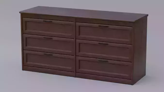 Dark Wood Dresser With Fully Modelled Drawers