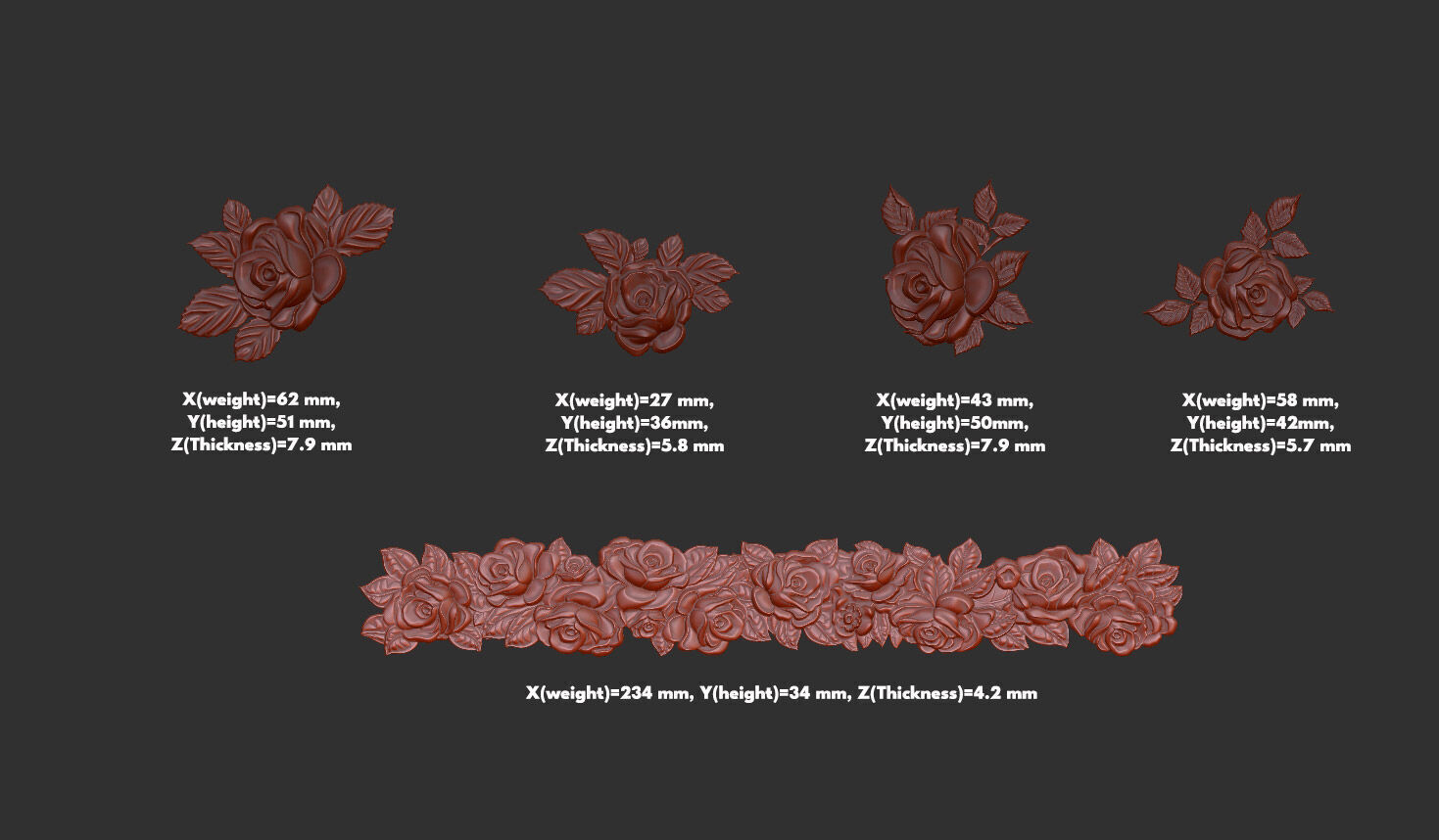 Rose set for cnc and 3d printer 3D print model_3