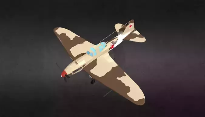IL-2 S fighter plane with camouflage Low-poly 3D model