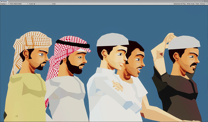 Khaleeji Character Set  Low-poly 3D model