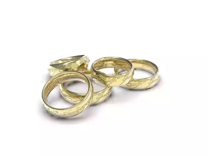 5 sizes of ring from the movie Lord of the rings  3D print model