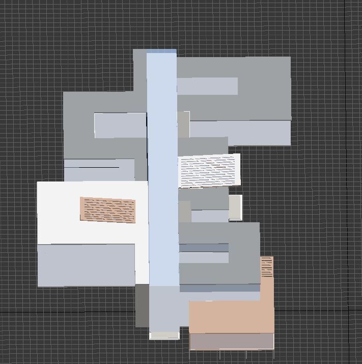 Building Model with two floors and roof Low-poly 3D model_1