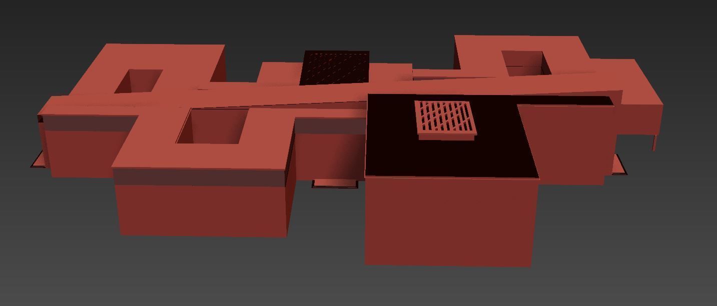 Building Model with two floors and roof Low-poly 3D model_14