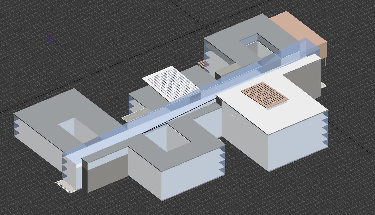 Building Model with two floors and roof Low-poly 3D model_6