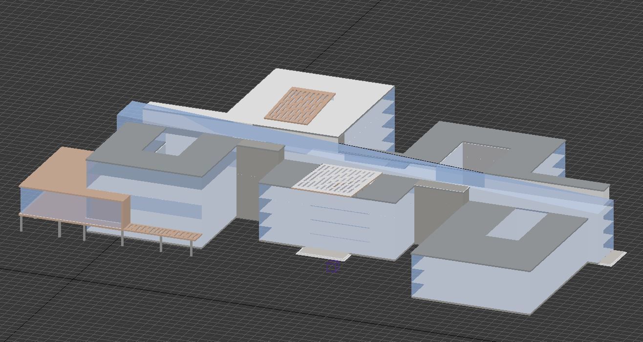 Building Model with two floors and roof Low-poly 3D model_2