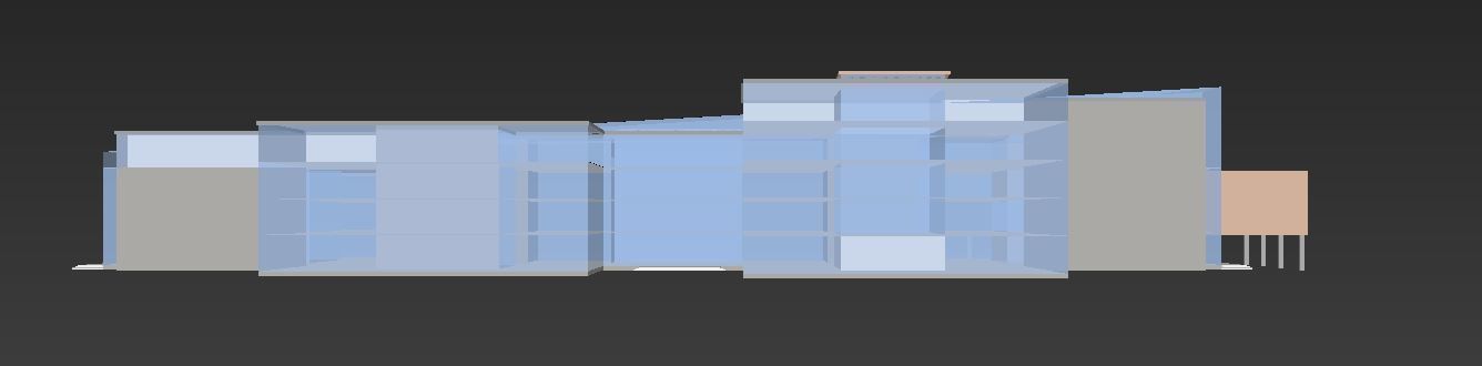 Building Model with two floors and roof Low-poly 3D model_8