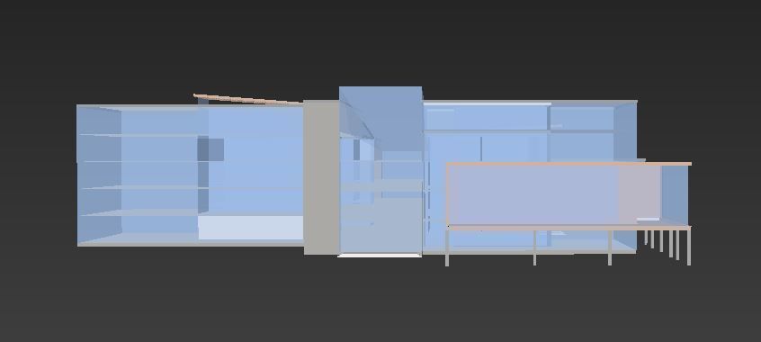 Building Model with two floors and roof Low-poly 3D model_9