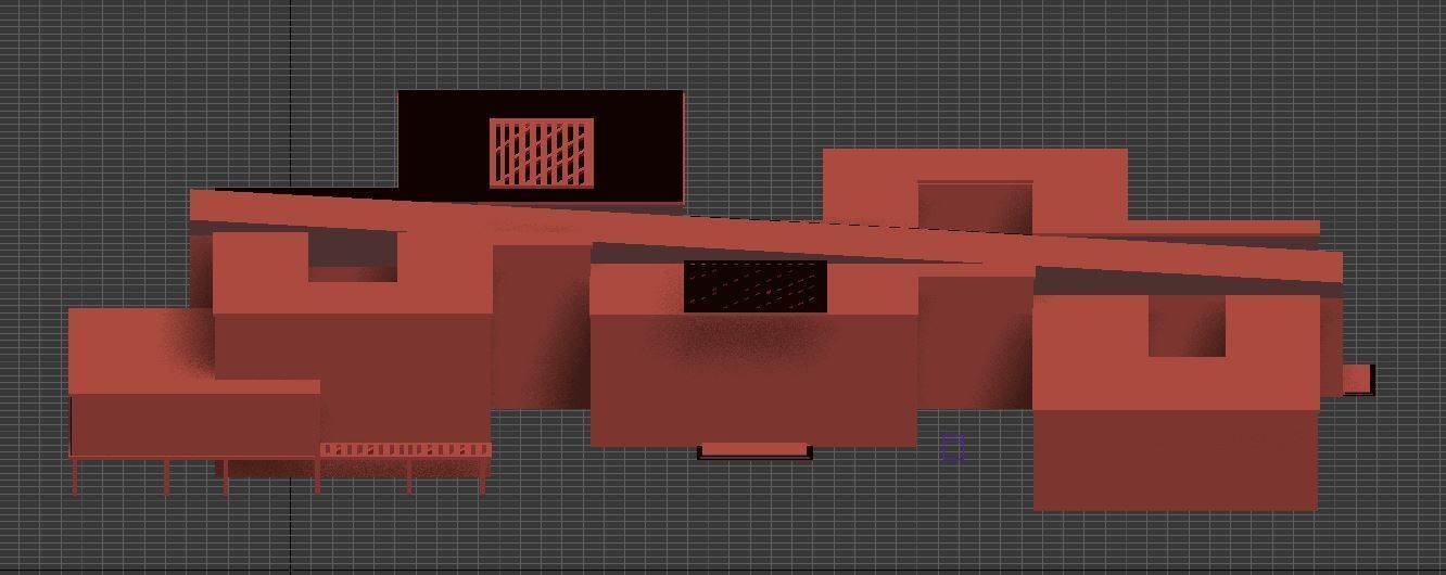 Building Model with two floors and roof Low-poly 3D model_17