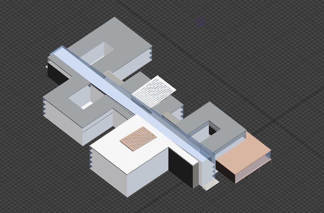 Building Model with two floors and roof Low-poly 3D model_5