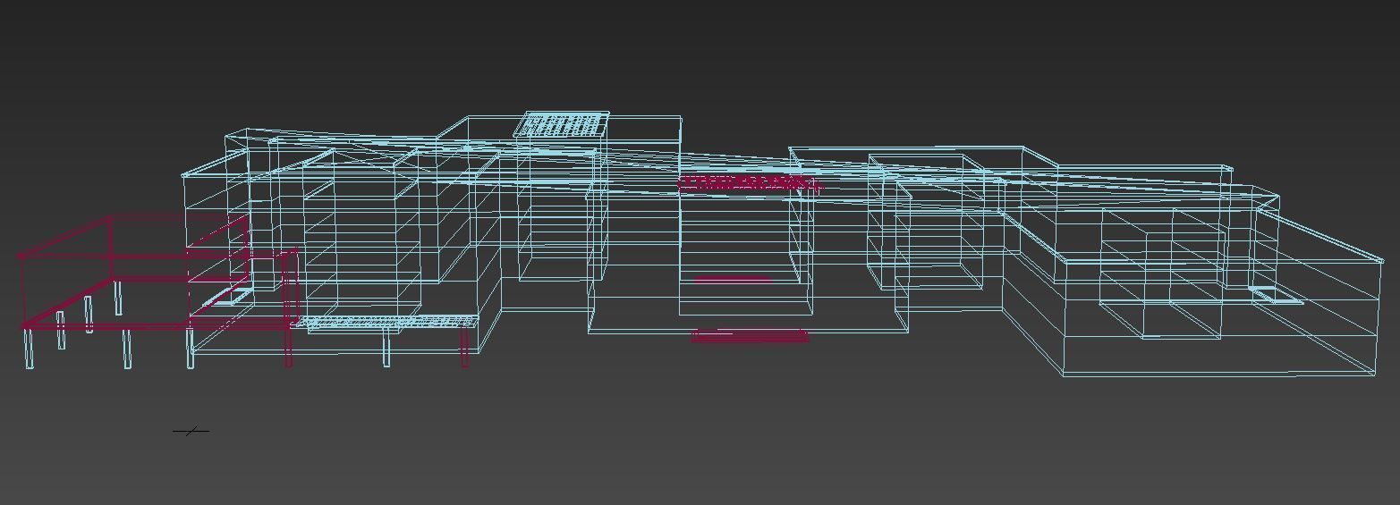 Building Model with two floors and roof Low-poly 3D model_19