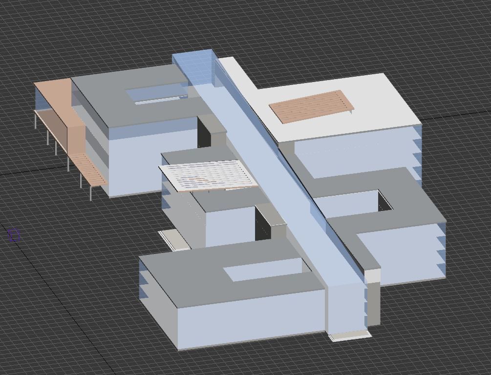 Building Model with two floors and roof Low-poly 3D model_4