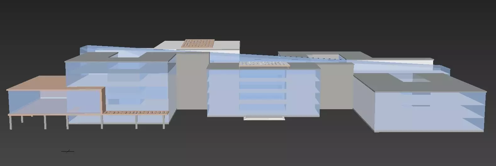 Building Model with two floors and roof Low-poly 3D model_0