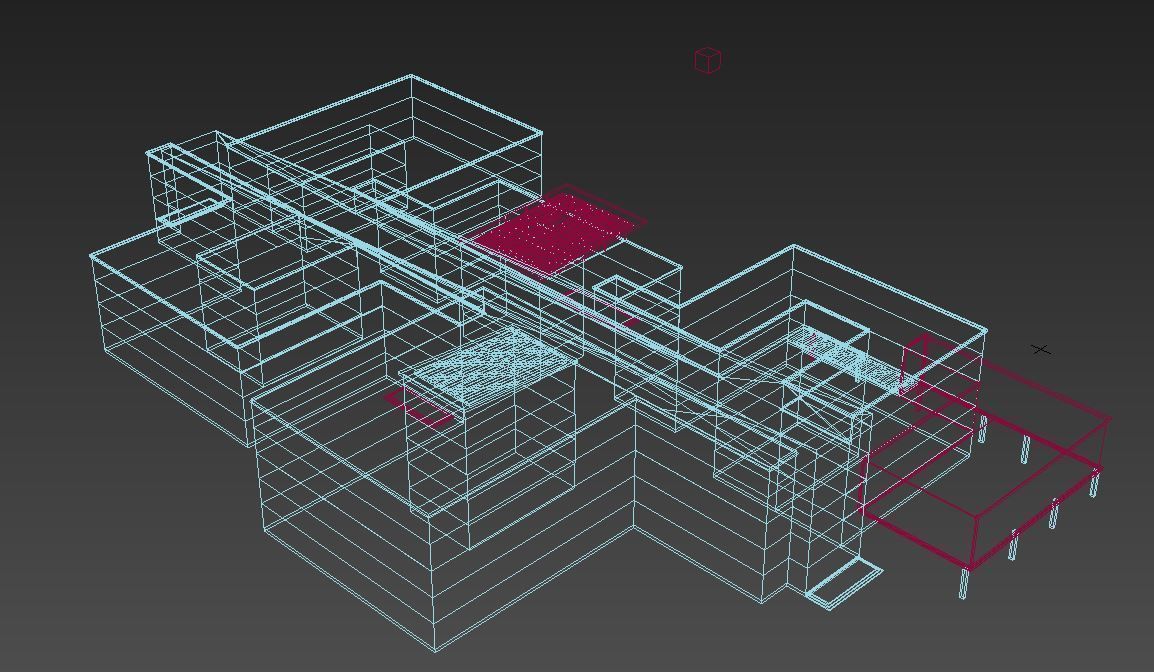 Building Model with two floors and roof Low-poly 3D model_18