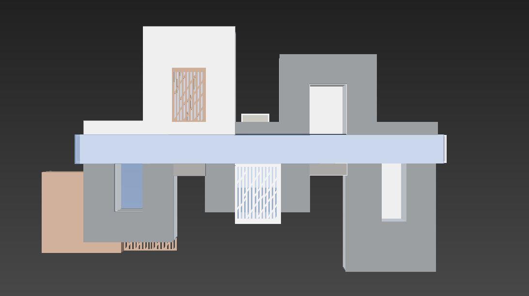 Building Model with two floors and roof Low-poly 3D model_12