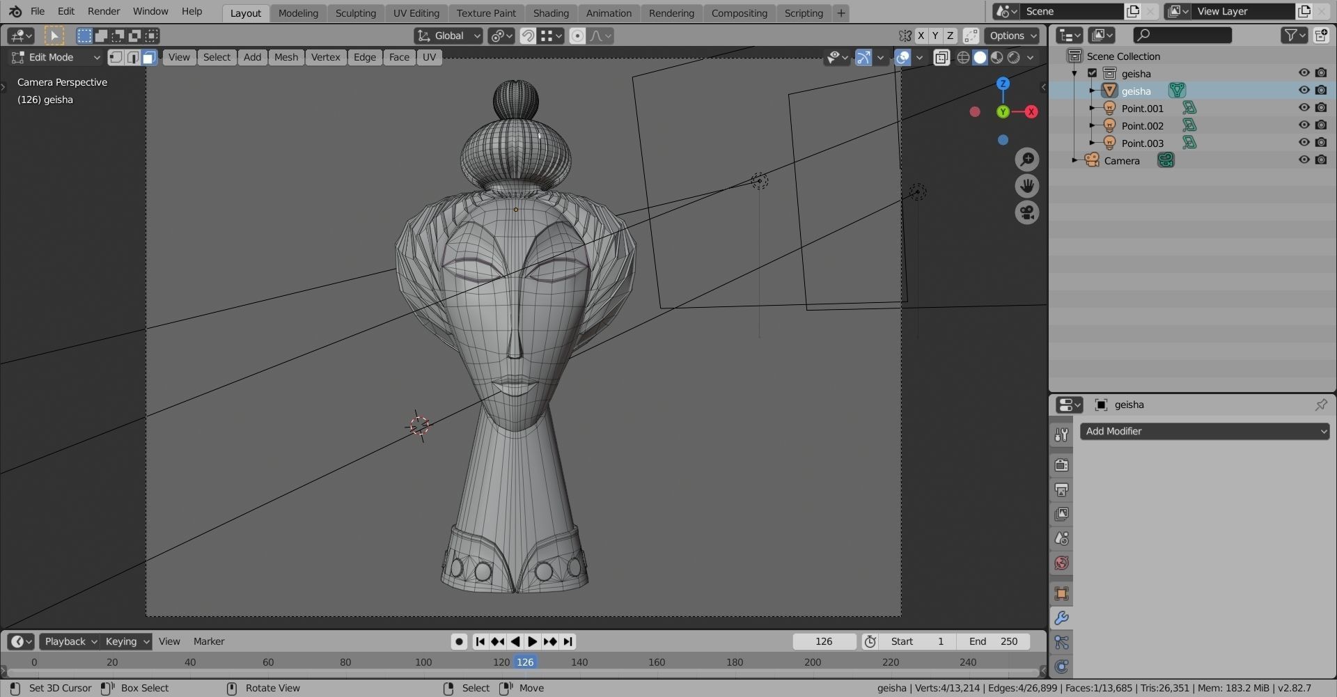 Geisha by Jonathan Adler Low-poly 3D model_21