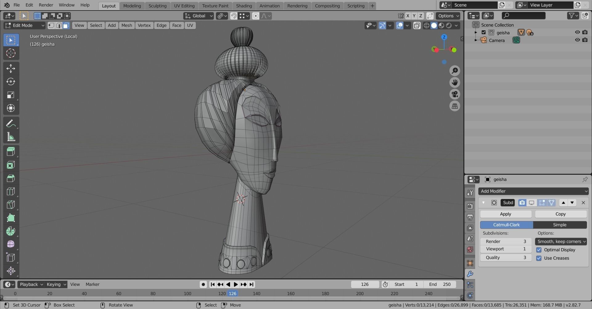 Geisha by Jonathan Adler Low-poly 3D model_12