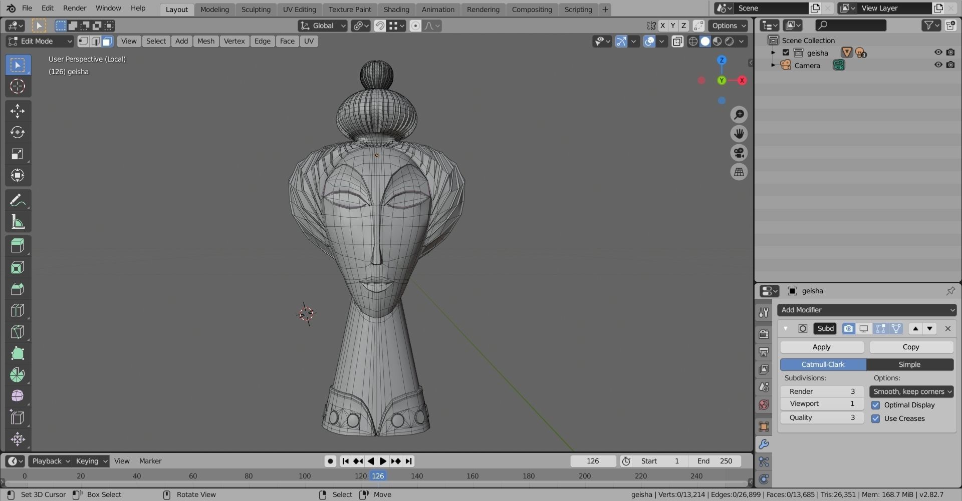 Geisha by Jonathan Adler Low-poly 3D model_13