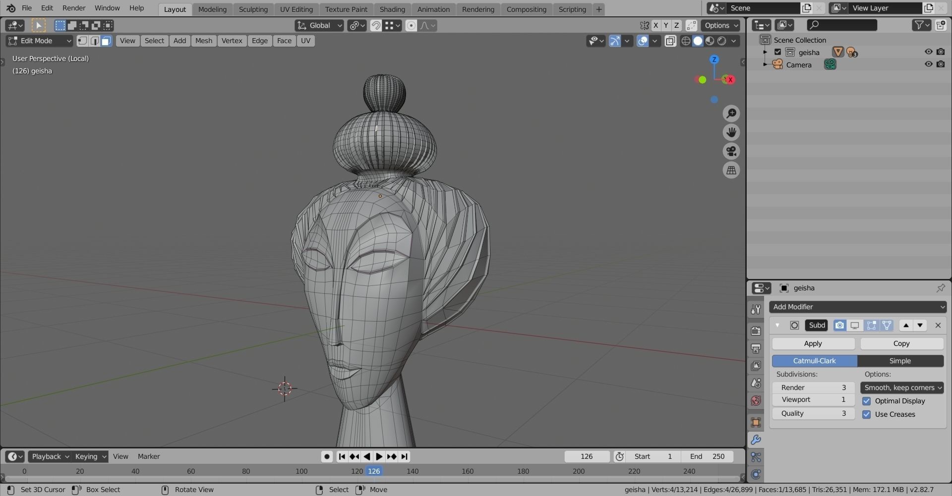 Geisha by Jonathan Adler Low-poly 3D model_17