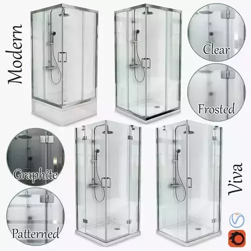 Square Shower Cabins Set