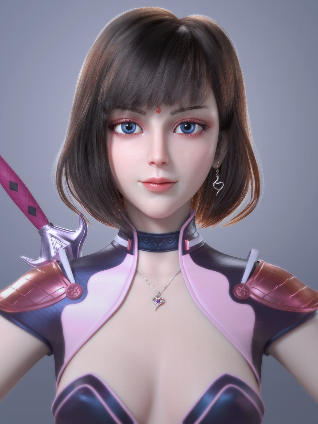 CG Woman girl warrior beauty female character Low-poly 3D model_4
