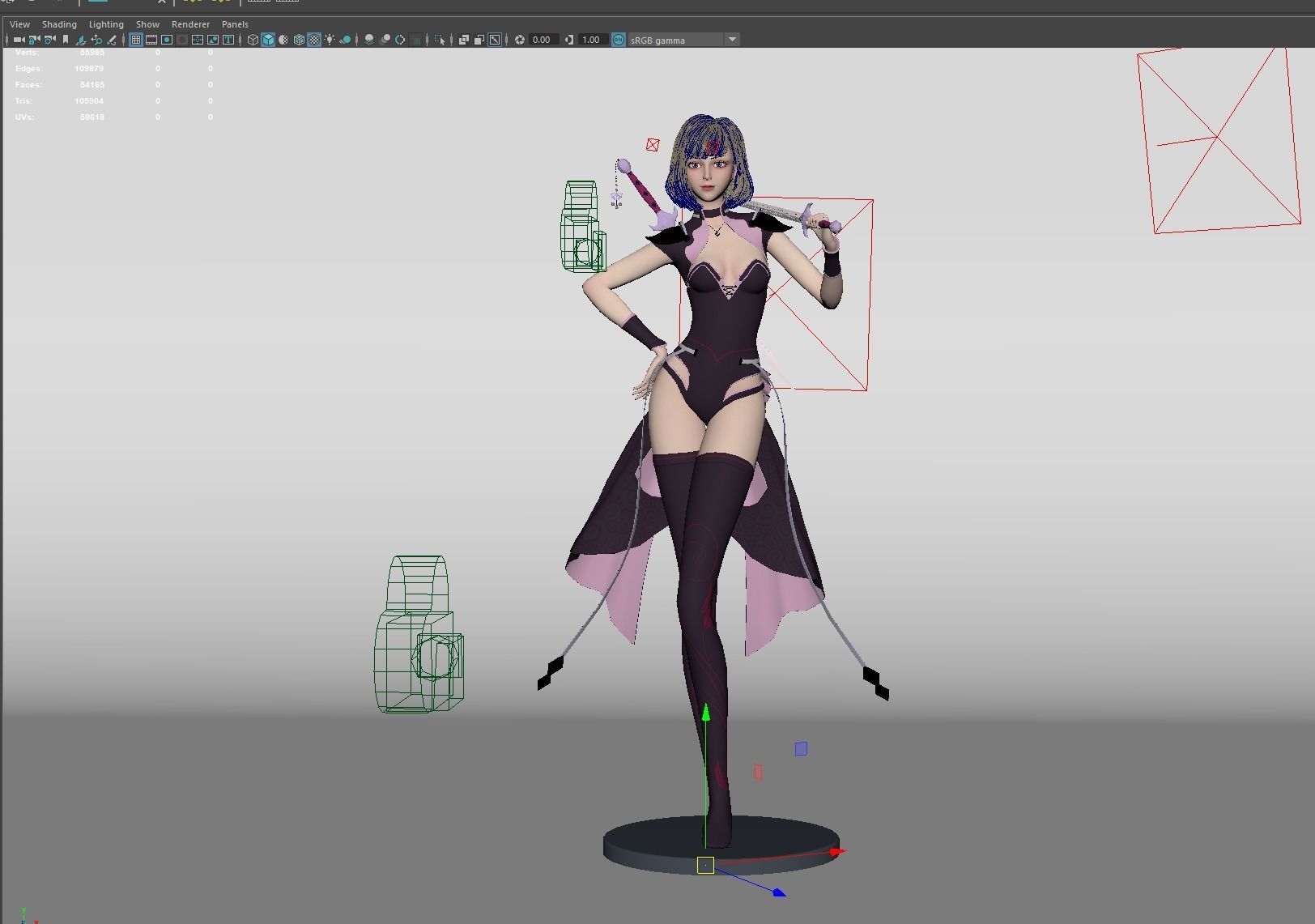 CG Woman girl warrior beauty female character Low-poly 3D model_13