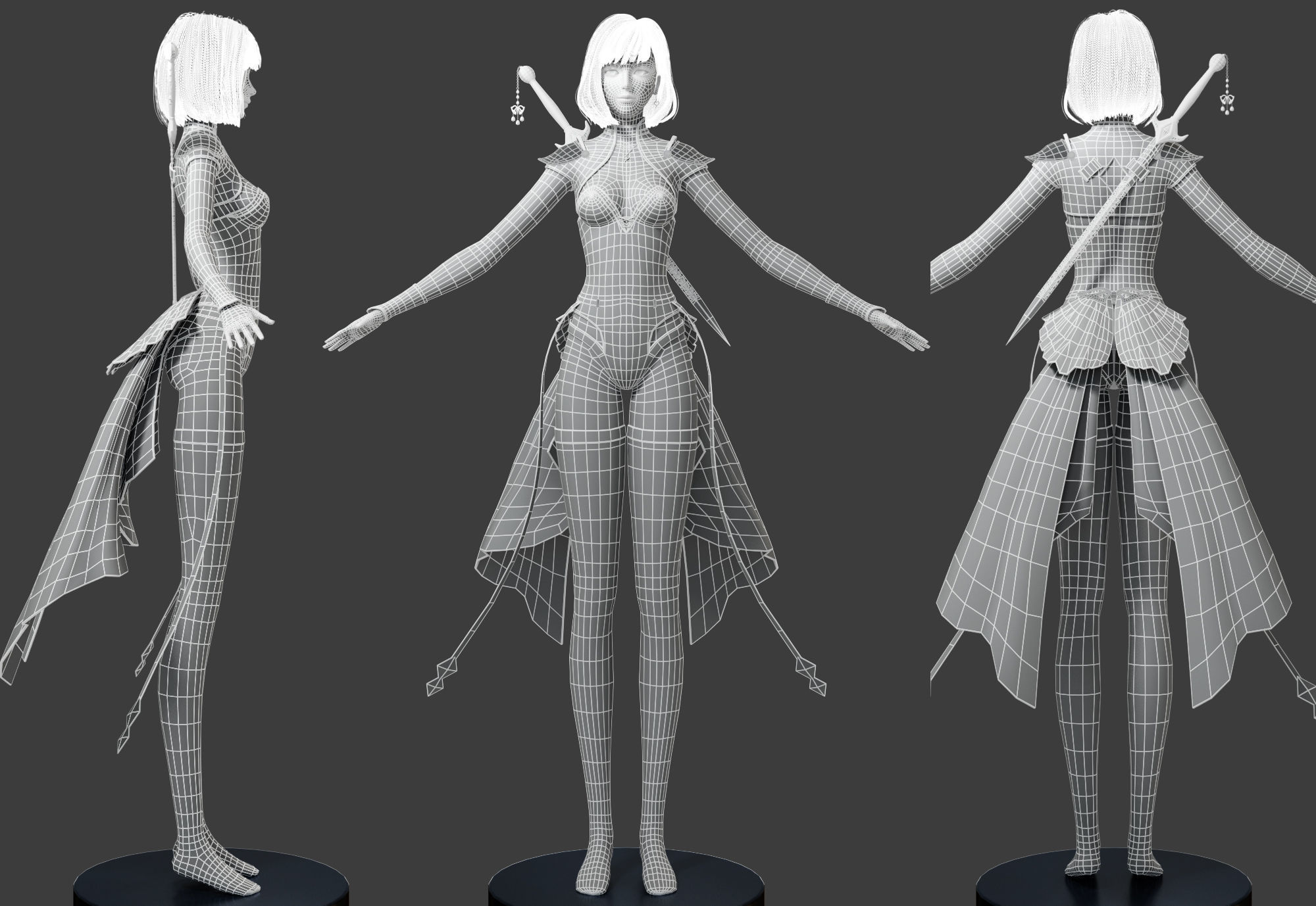 CG Woman girl warrior beauty female character Low-poly 3D model_21