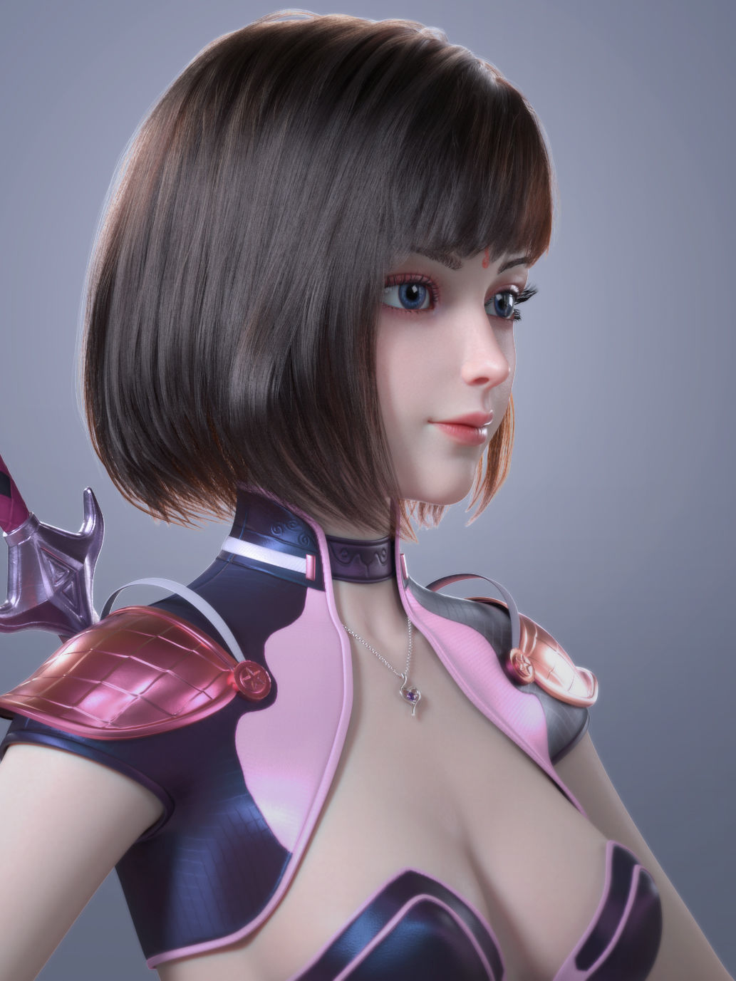 CG Woman girl warrior beauty female character Low-poly 3D model_6