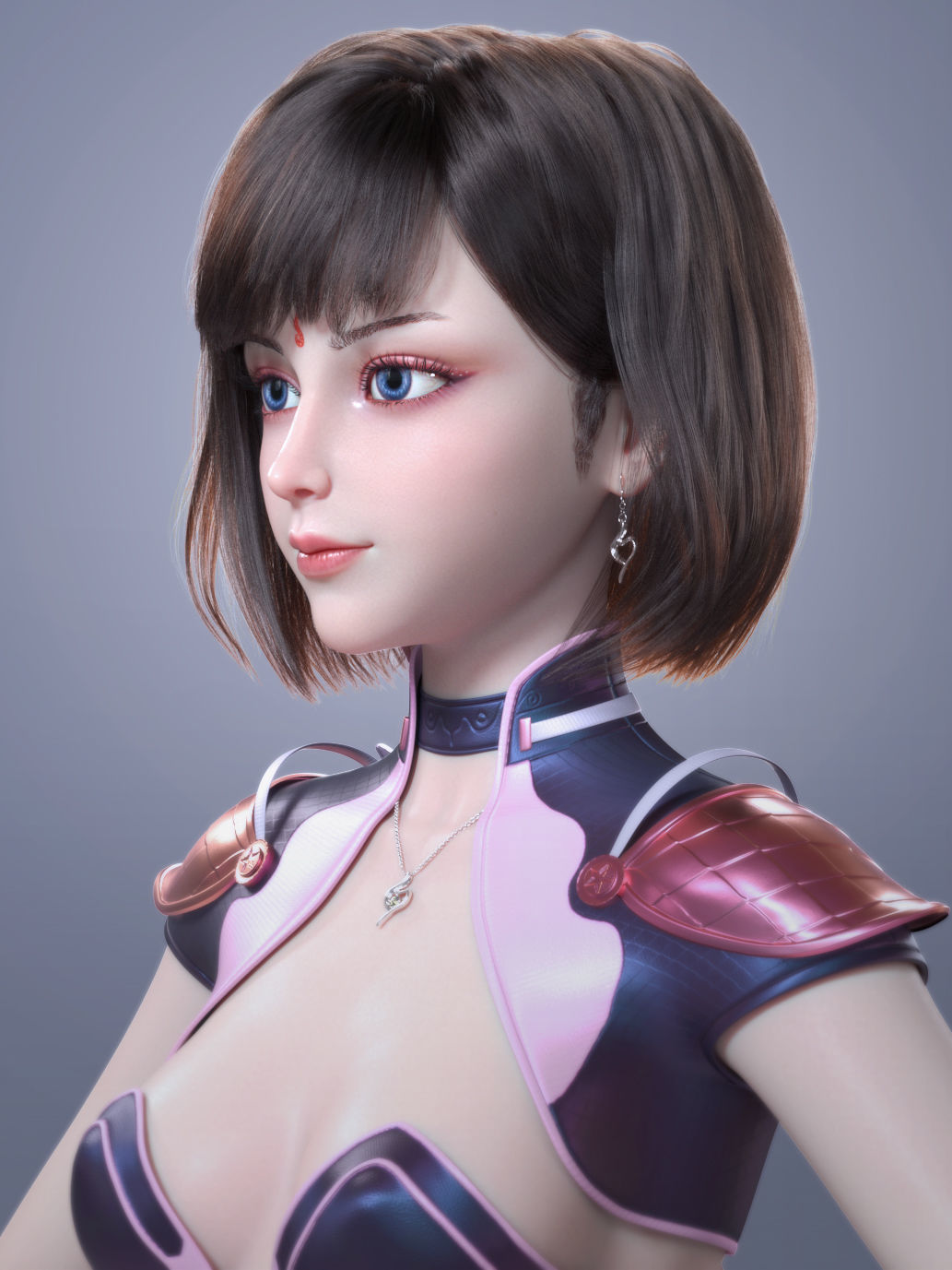 CG Woman girl warrior beauty female character Low-poly 3D model_5