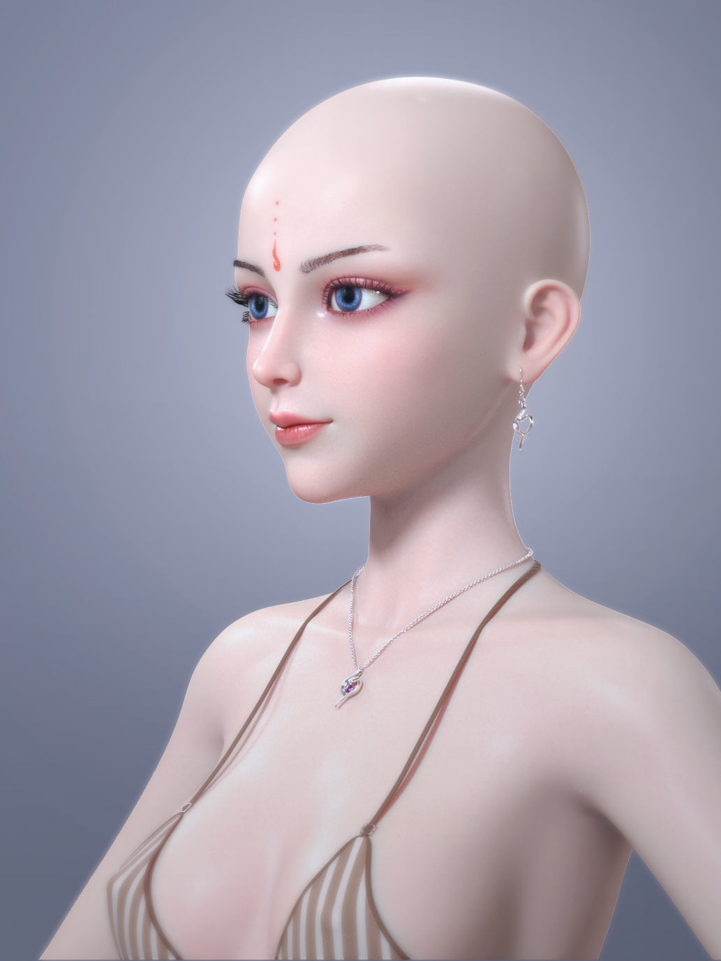 CG Woman girl warrior beauty female character Low-poly 3D model_8