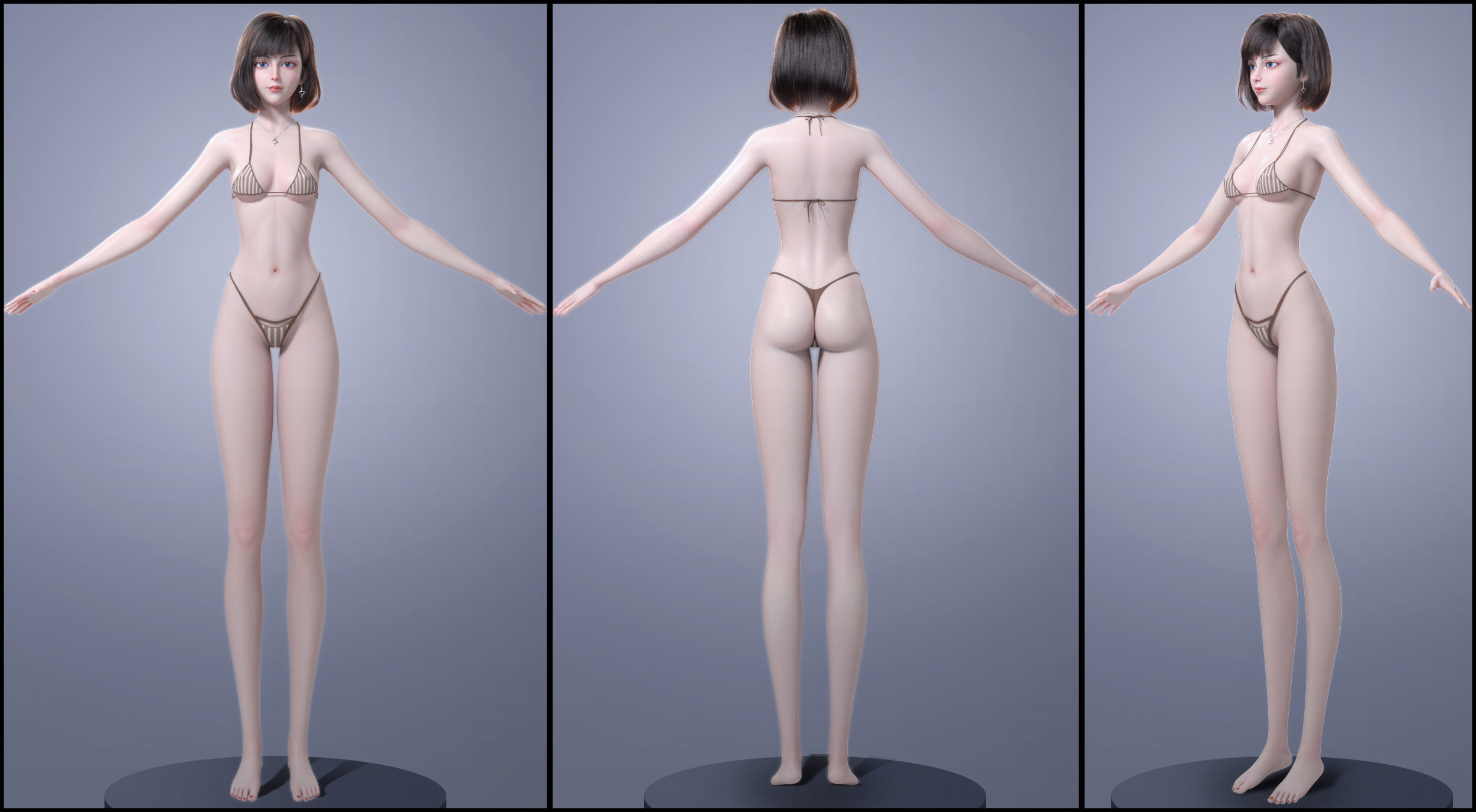 CG Woman girl warrior beauty female character Low-poly 3D model_9